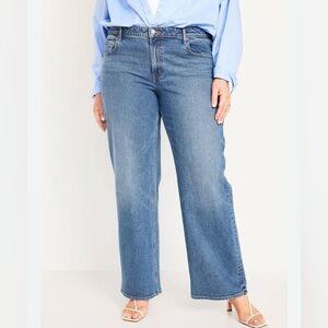 *NWOT* Wide Leg Mid Rise Womens Sz 14 31” Inseam Button Fly Blue Jeans Y2K 70s